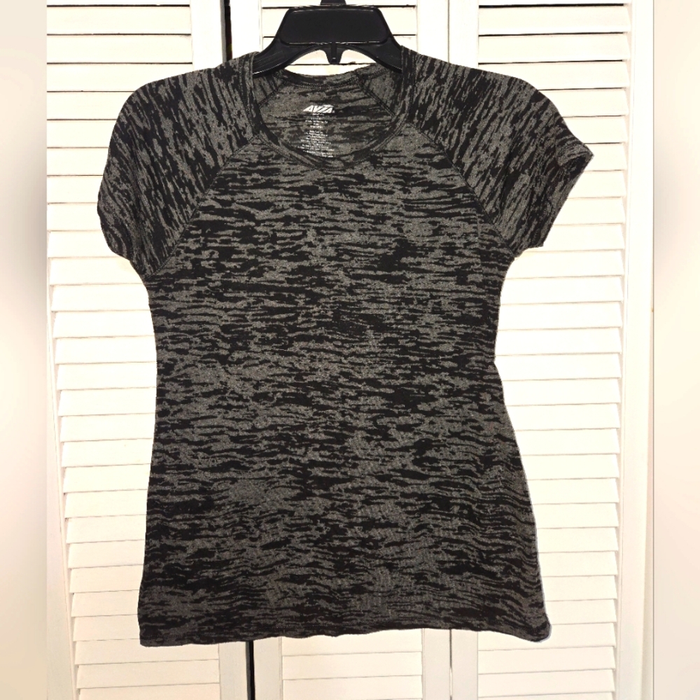 Avia Women's S Black and Gray Burnout Tee